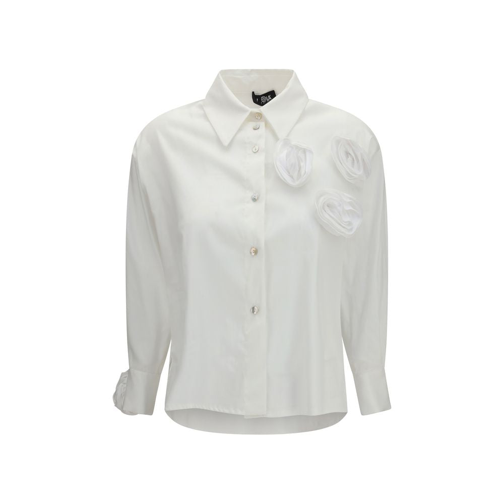 Ella White Cotton Pattern Shirt Ella