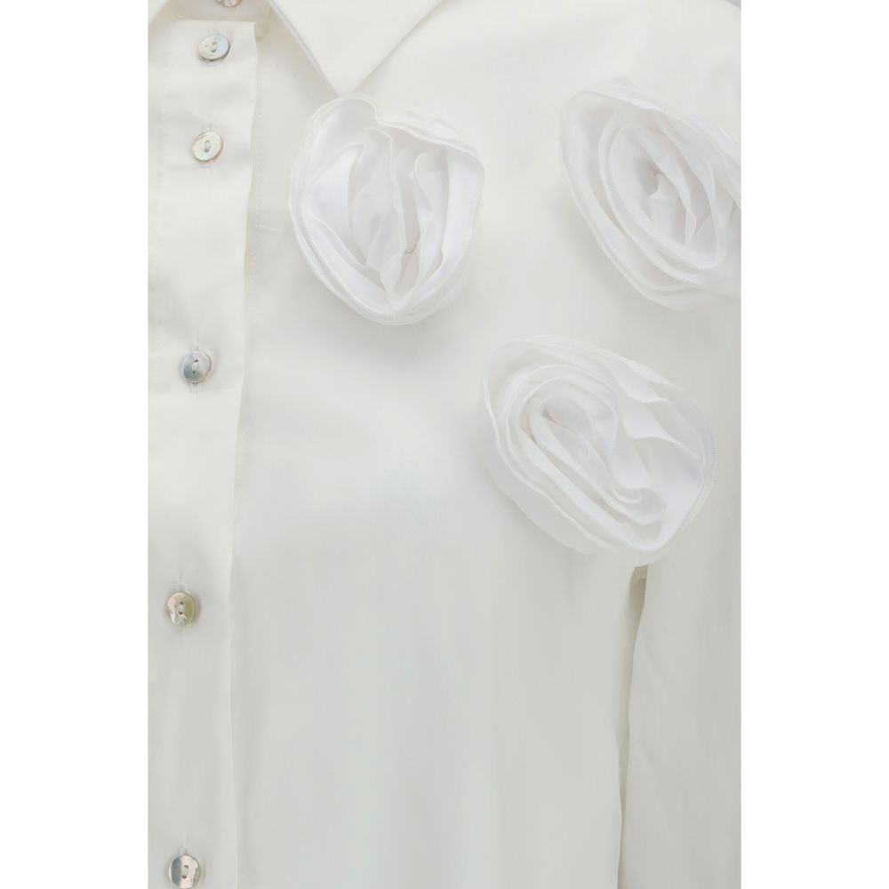 Ella White Cotton Pattern Shirt Ella