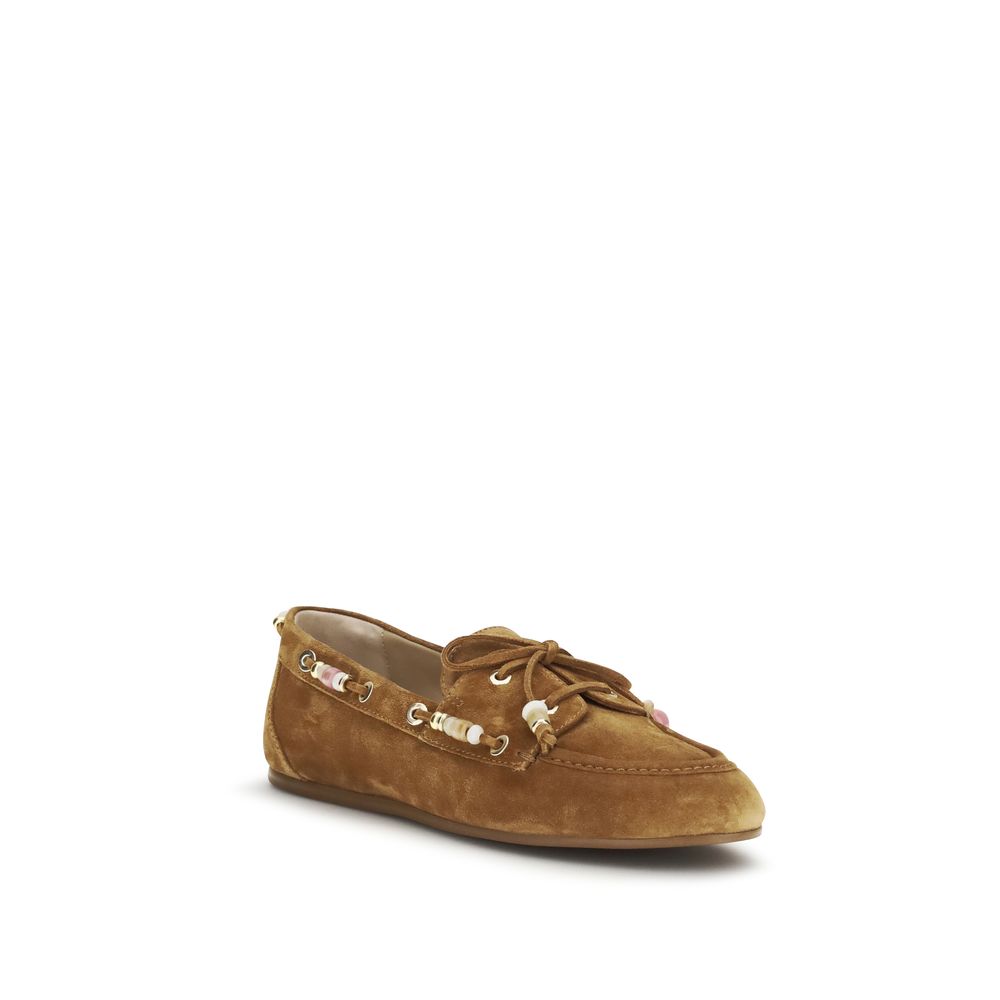 Stuart Weitzman Brown Calf Leather Bos Taurus Slip-On Loafers Stuart Weitzman