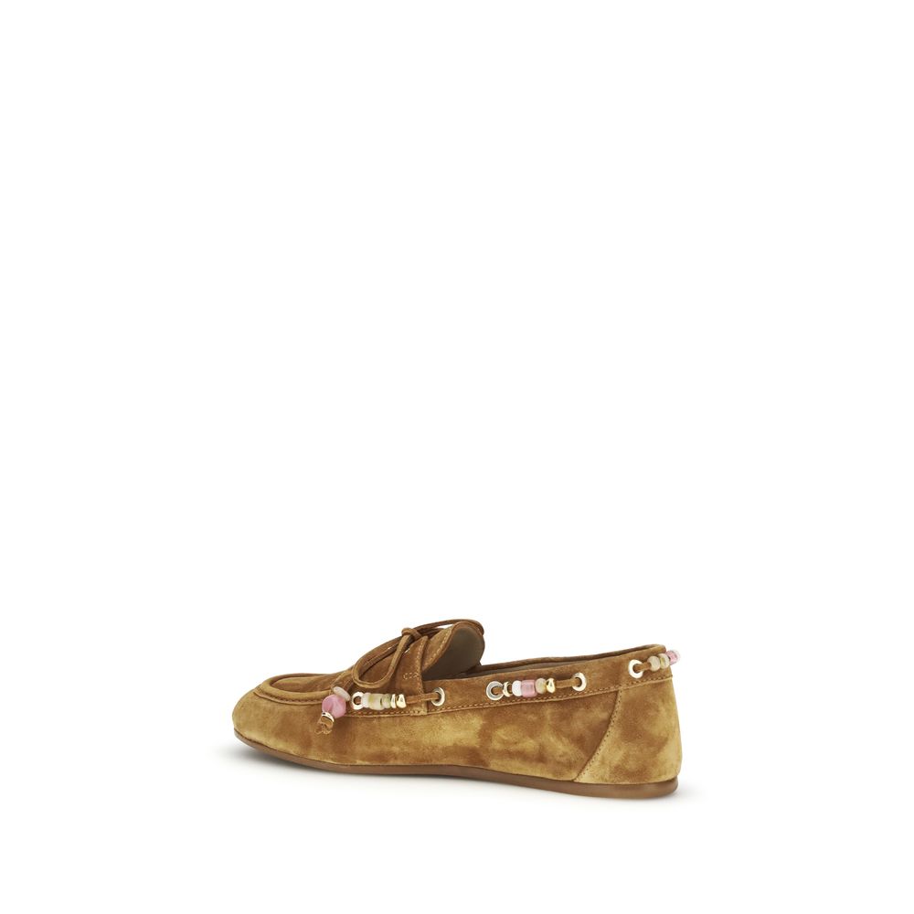 Stuart Weitzman Brown Calf Leather Bos Taurus Slip-On Loafers Stuart Weitzman