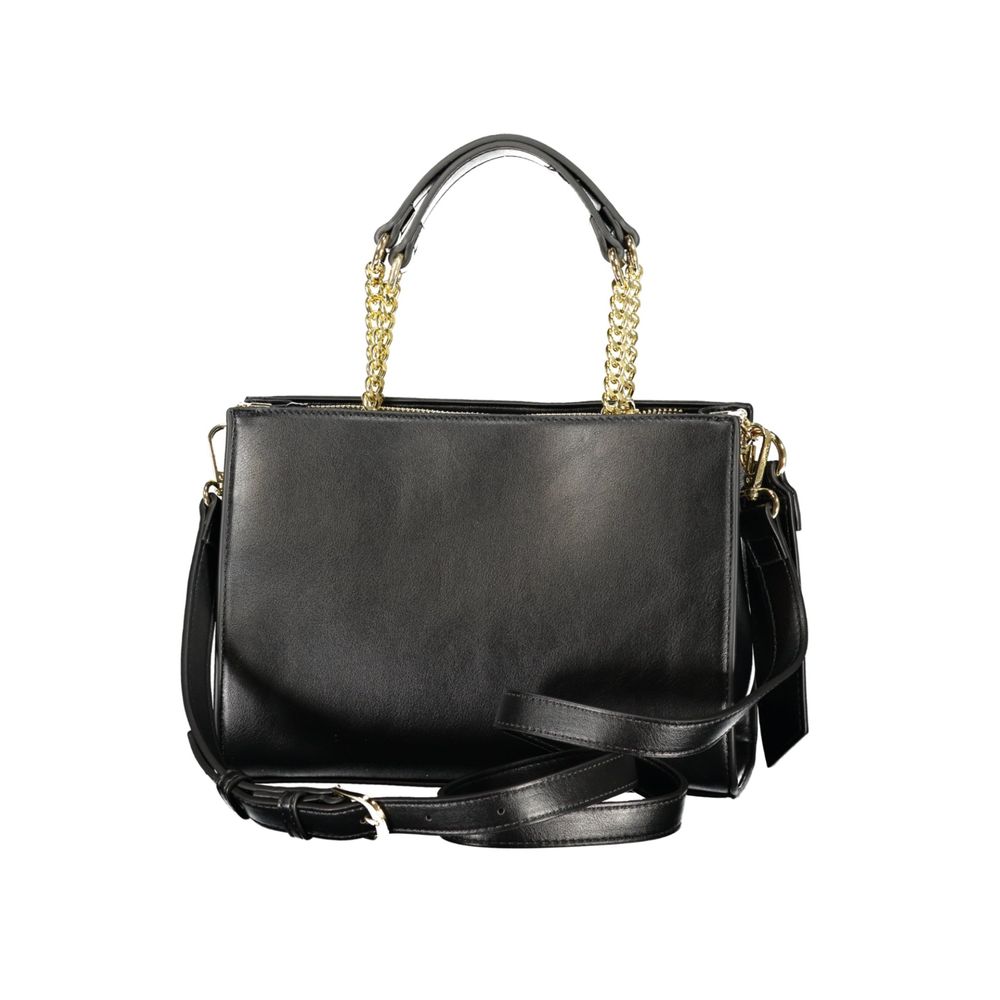 Mario Valentino Nero polyurethane women's bag with sleek design and minimalist style, shown in a close-up image.