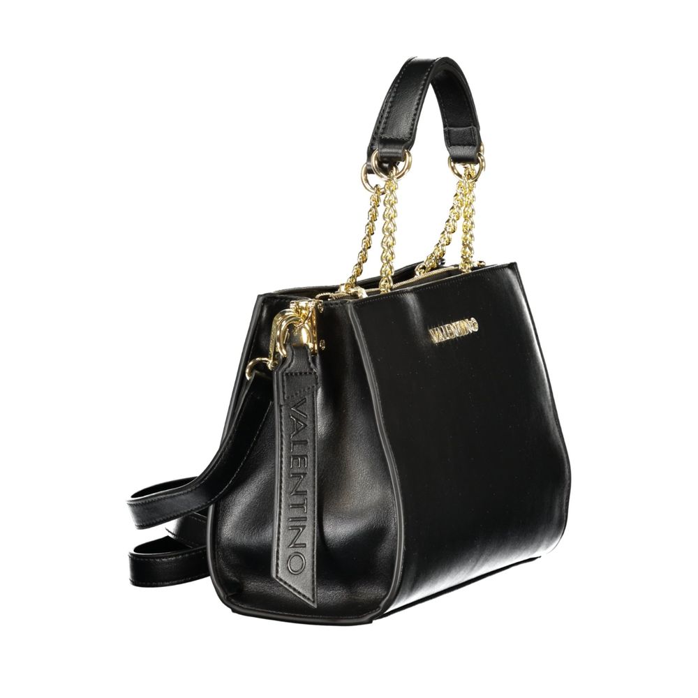 Mario Valentino Nero women's bag made of polyurethane, featuring a sleek design with top handles and subtle branding details.