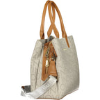 Mario Valentino beige polyurethane women's bag with sleek design and gold-tone hardware, stylish accessory for everyday use.
