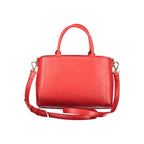 Mario Valentino Rosso polyurethane women's bag with sleek design and top handle, showcasing vibrant red color and stylish appearance.