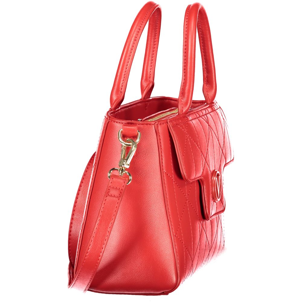 Mario Valentino Rosso polyurethane women's bag with sleek design and structured shape, featuring top handles and fashionable details.