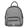 Mario Valentino black polyurethane women's backpack with sleek design and adjustable straps, featuring a stylish, functional accessory.