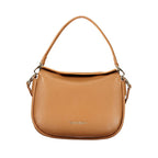 Mario Valentino brown polyurethane women's bag with removable shoulder strap and stylish design.