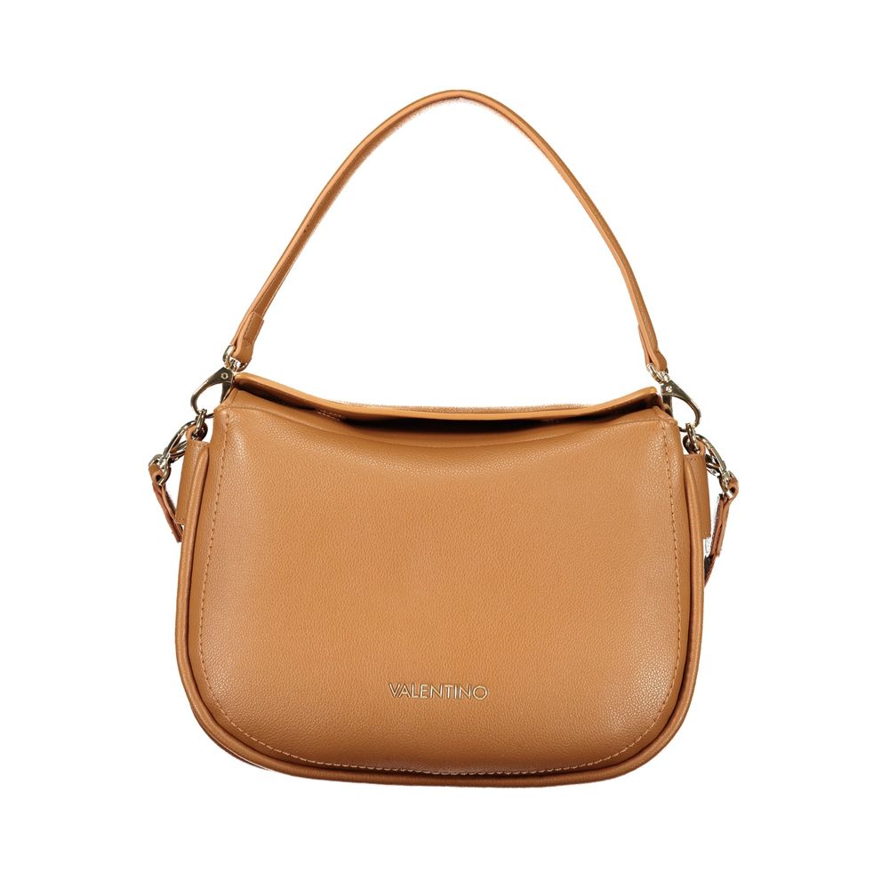Mario Valentino brown polyurethane women's bag with removable shoulder strap and stylish design.
