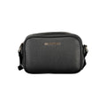 Mario Valentino Nero polyurethane women's bag with sleek design and silver hardware, featuring a top handle and adjustable shoulder strap.