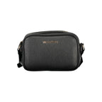 Mario Valentino Nero polyurethane women's bag with sleek design and silver hardware, featuring a top handle and adjustable shoulder strap.