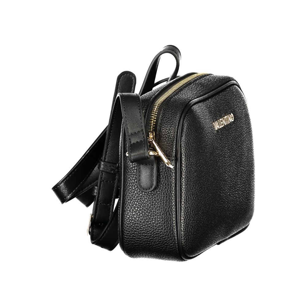 Mario Valentino Nero polyurethane women's bag with sleek design and silver hardware, featuring a top handle and adjustable shoulder strap.