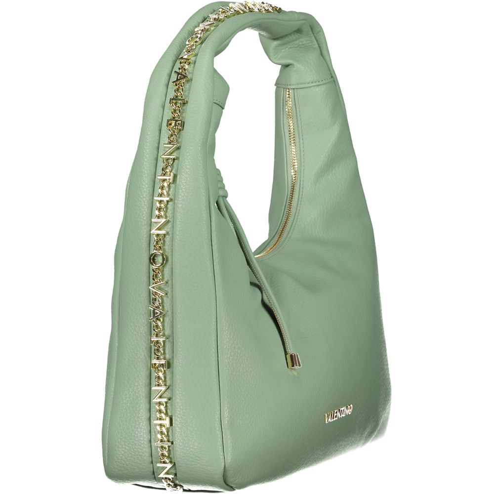 Mario Valentino Verde polyurethane women's bag with sleek design and top handle, featuring a vibrant green color.