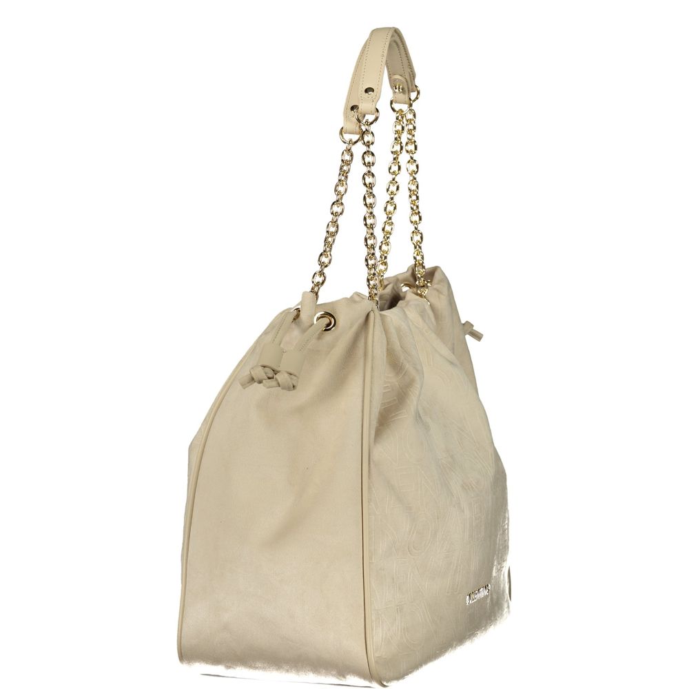 Mario Valentino beige polyurethane women's bag with sleek design and top handle, showcasing a stylish accessory for everyday use.