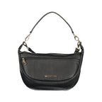 Mario Valentino Nero polyurethane women's bag with sleek design and silver hardware, featuring a top handle and spacious interior.