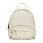 Mario Valentino beige polyurethane women's backpack with adjustable straps, featuring a stylish and functional design.