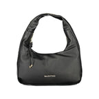 Mario Valentino black polyurethane women's bag with sleek design and gold-tone hardware, stylish accessory for everyday use.