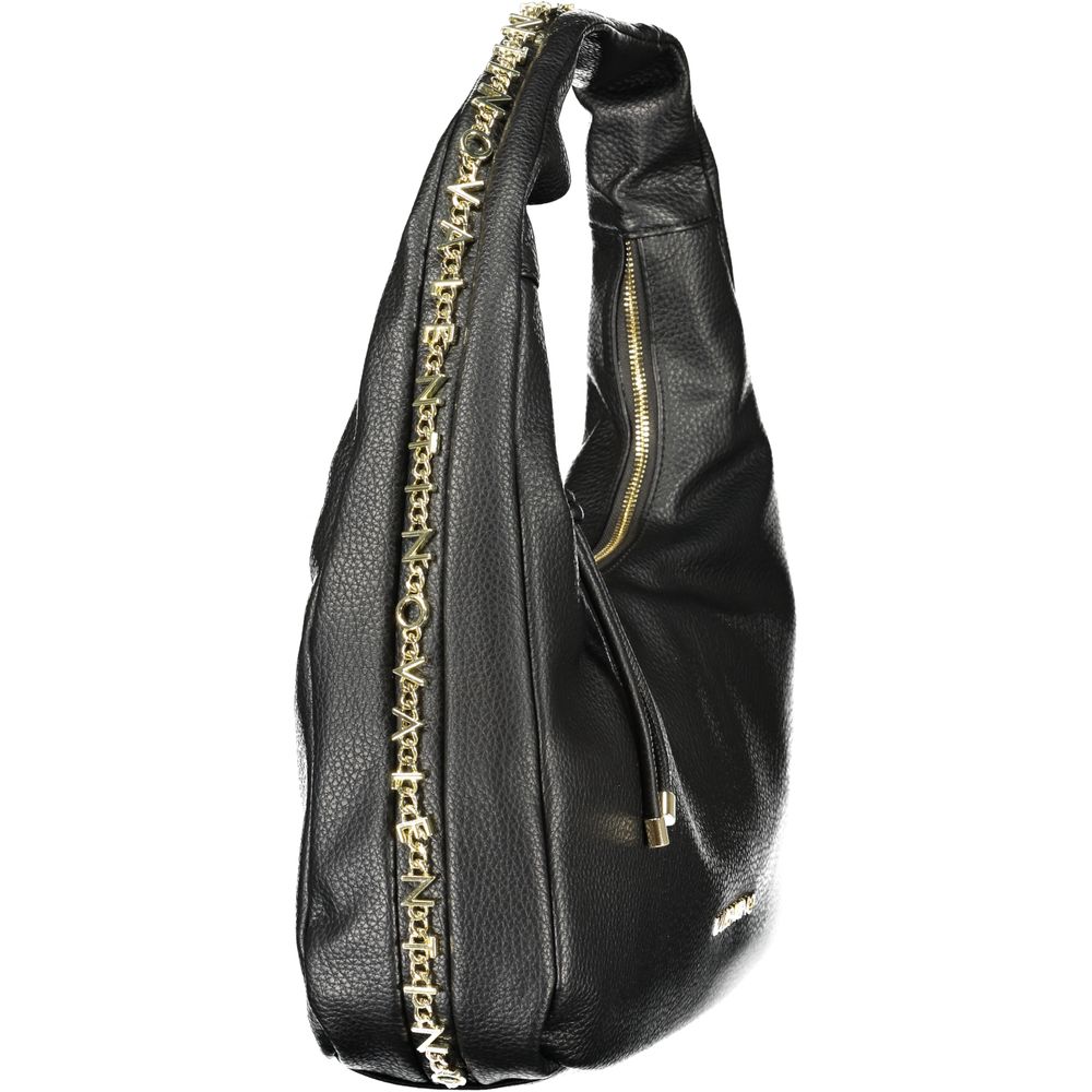 Mario Valentino black polyurethane women's bag with sleek design and subtle logo detailing, perfect for stylish everyday use.