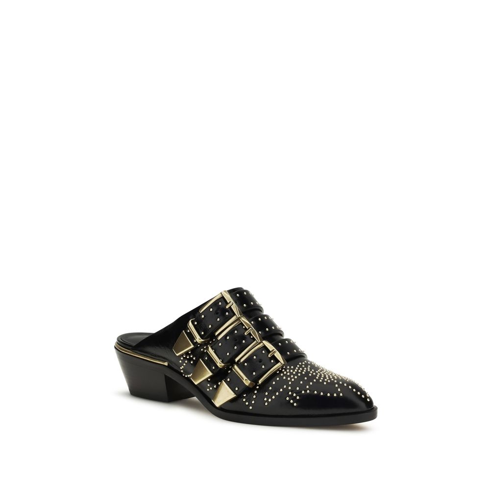 Chloé Black Calf Leather Bos Taurus Mules Chloé