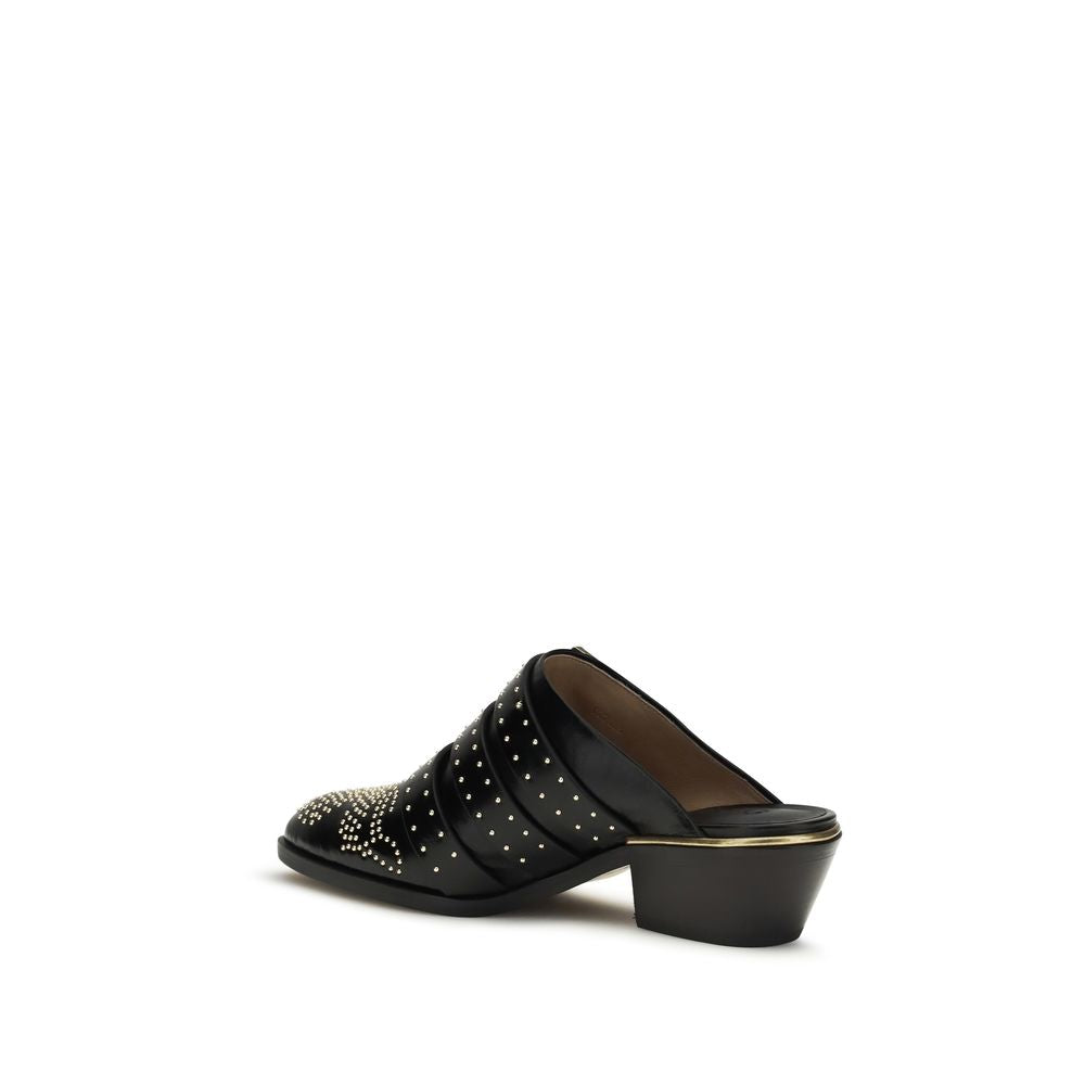 Chloé Black Calf Leather Bos Taurus Mules Chloé