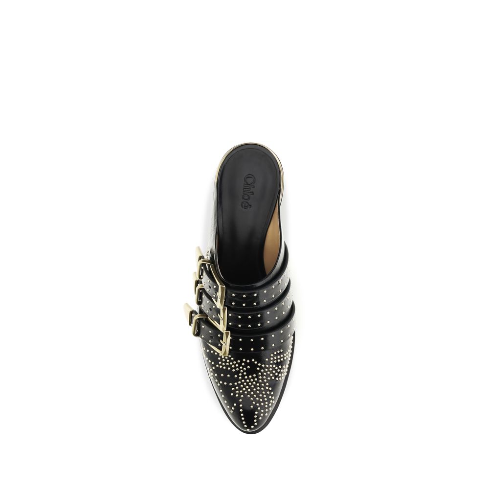 Chloé Black Calf Leather Bos Taurus Mules Chloé