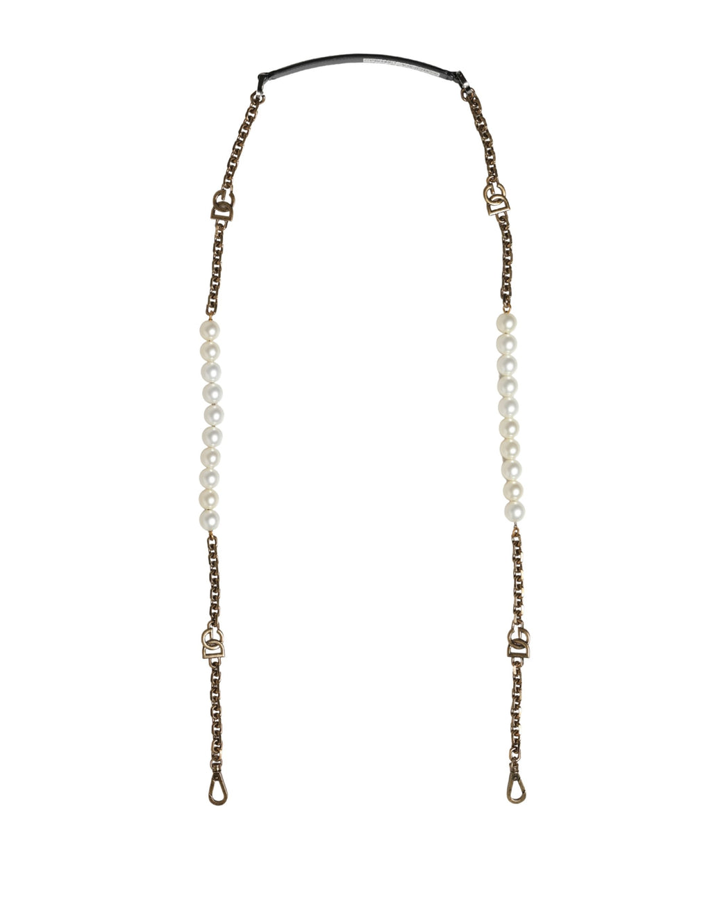 Dolce & Gabbana Black Leather Gold Chain Bag Accessory Shoulder Strap - Eljoys Fashion 