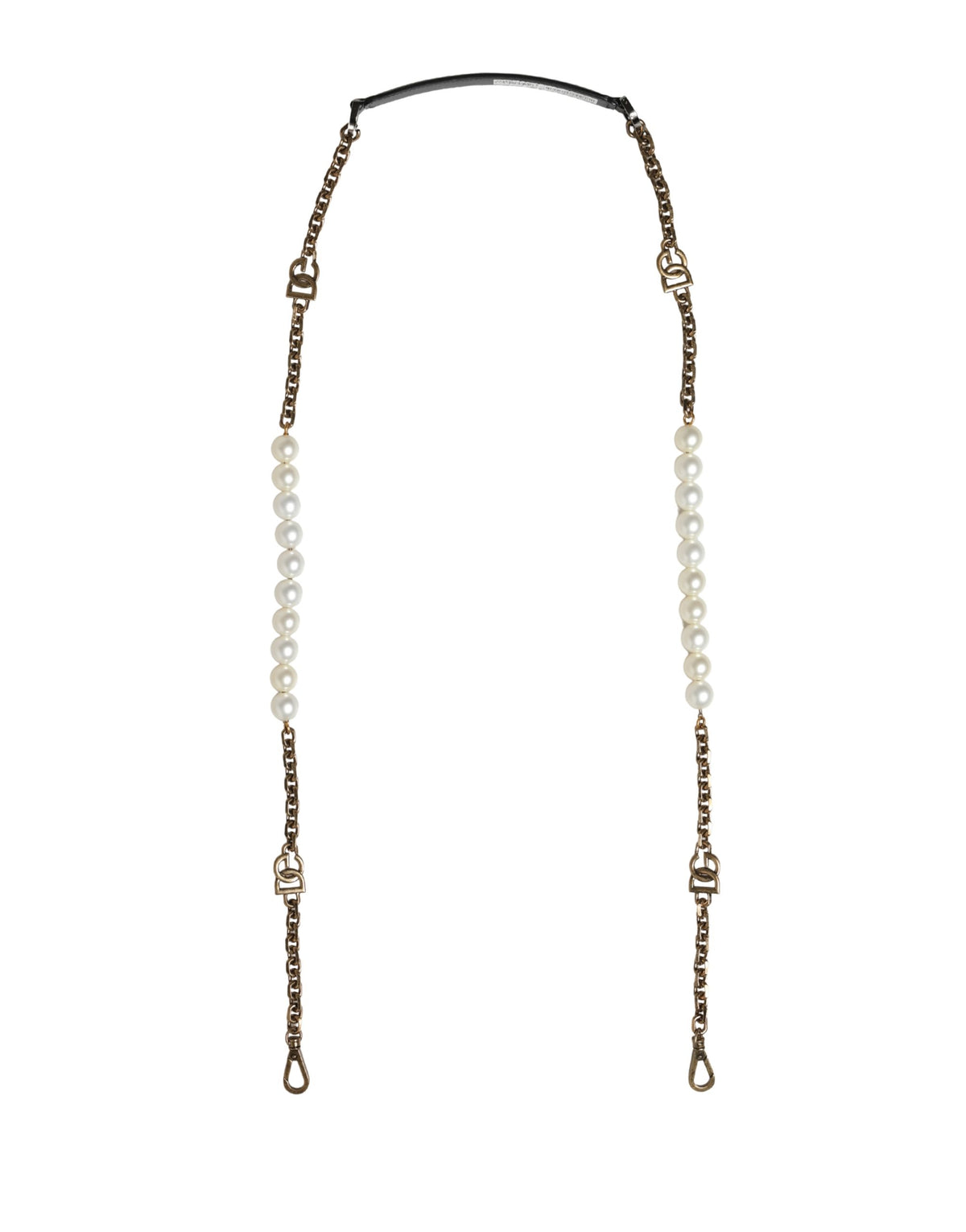 Dolce & Gabbana Black Leather Gold Chain Bag Accessory Shoulder Strap - Eljoys Fashion 