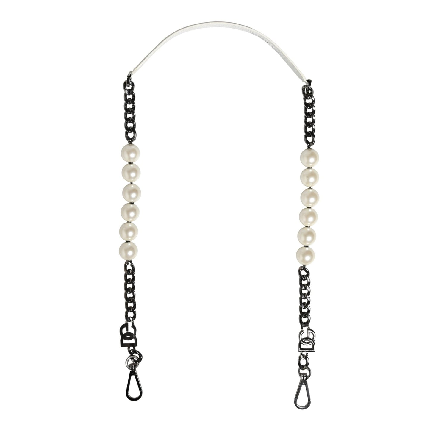 Dolce & Gabbana White Leather Silver Chain Bag Accessory Shoulder Strap Dolce & Gabbana