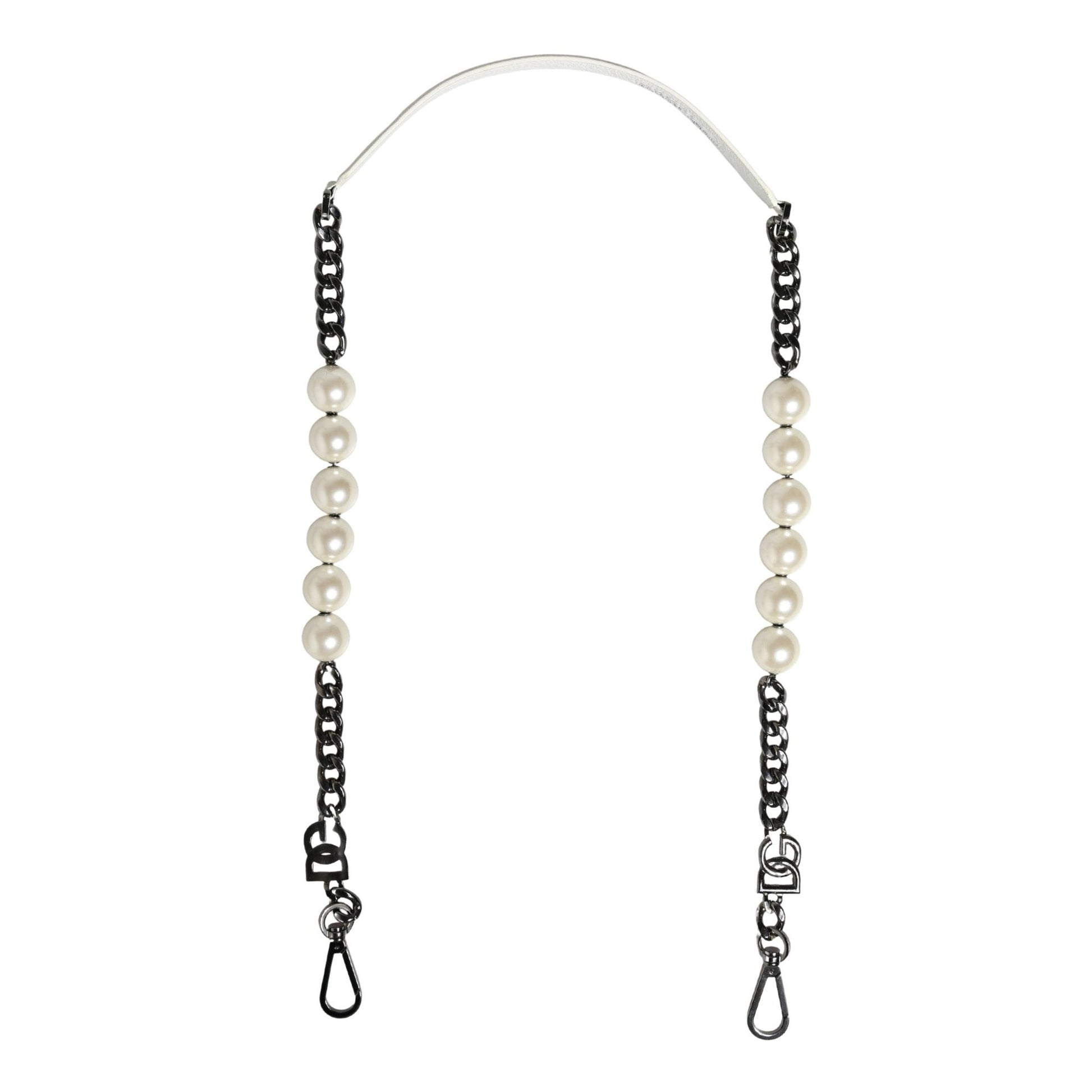 Dolce & Gabbana White Leather Silver Chain Bag Accessory Shoulder Strap Dolce & Gabbana