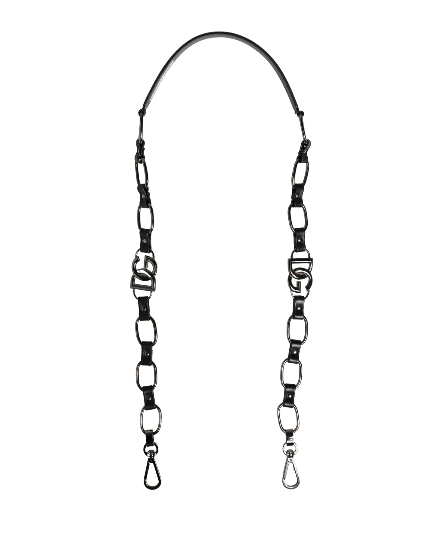 Dolce & Gabbana Black Leather Silver Chain Bag Accessory Shoulder Strap Dolce & Gabbana