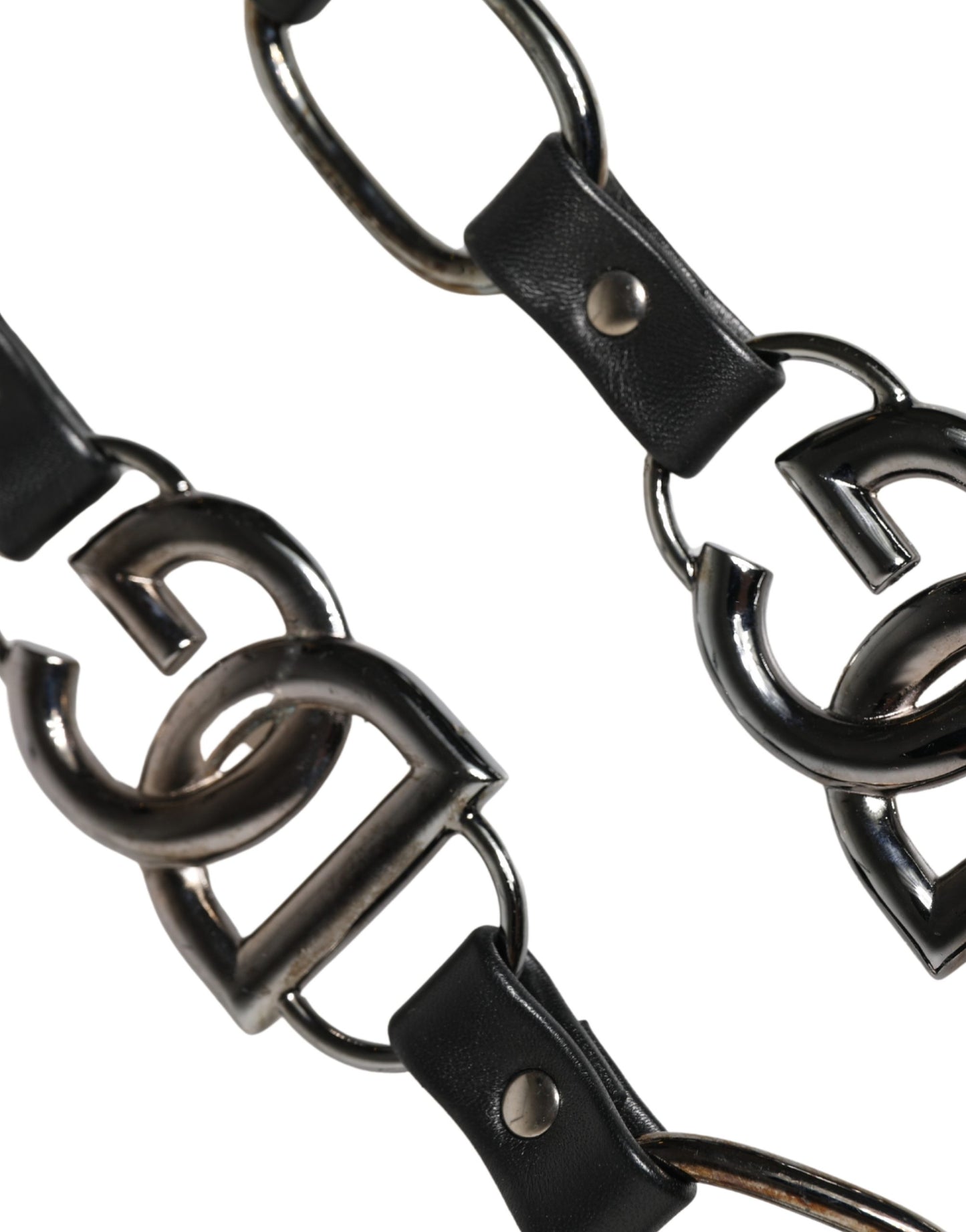 Dolce & Gabbana Black Leather Silver Chain Bag Accessory Shoulder Strap Dolce & Gabbana