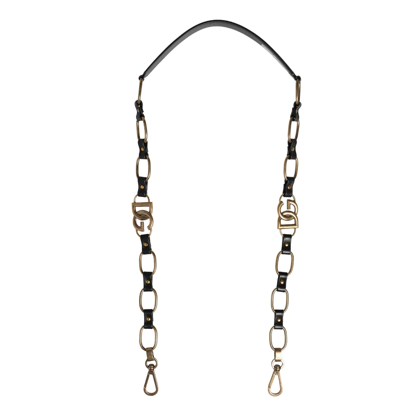 Dolce & Gabbana Black Leather Gold Chain Bag Accessory Shoulder Strap Dolce & Gabbana