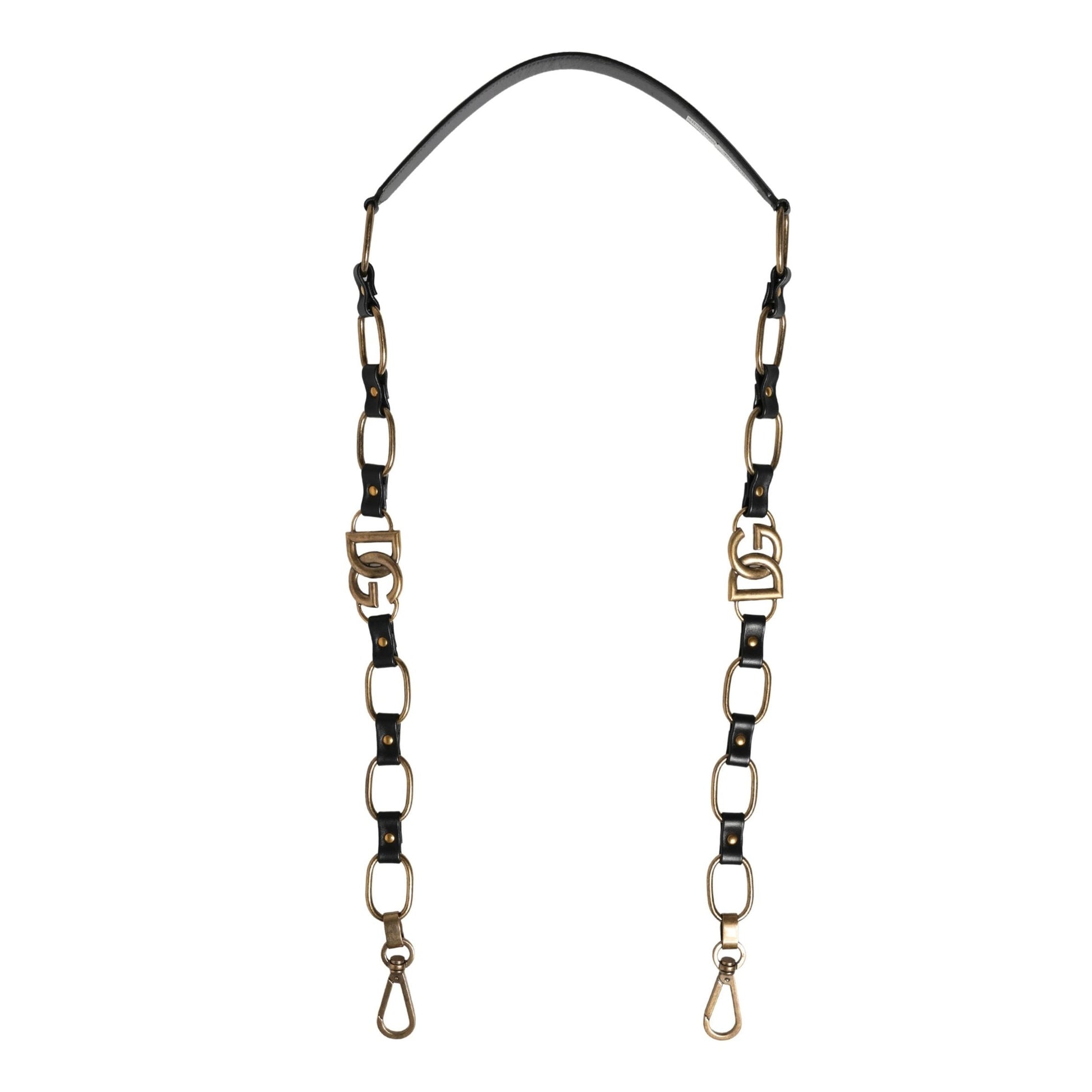 Dolce & Gabbana Black Leather Gold Chain Bag Accessory Shoulder Strap Dolce & Gabbana