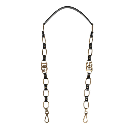 Dolce & Gabbana Black Leather Gold Chain Bag Accessory Shoulder Strap Dolce & Gabbana