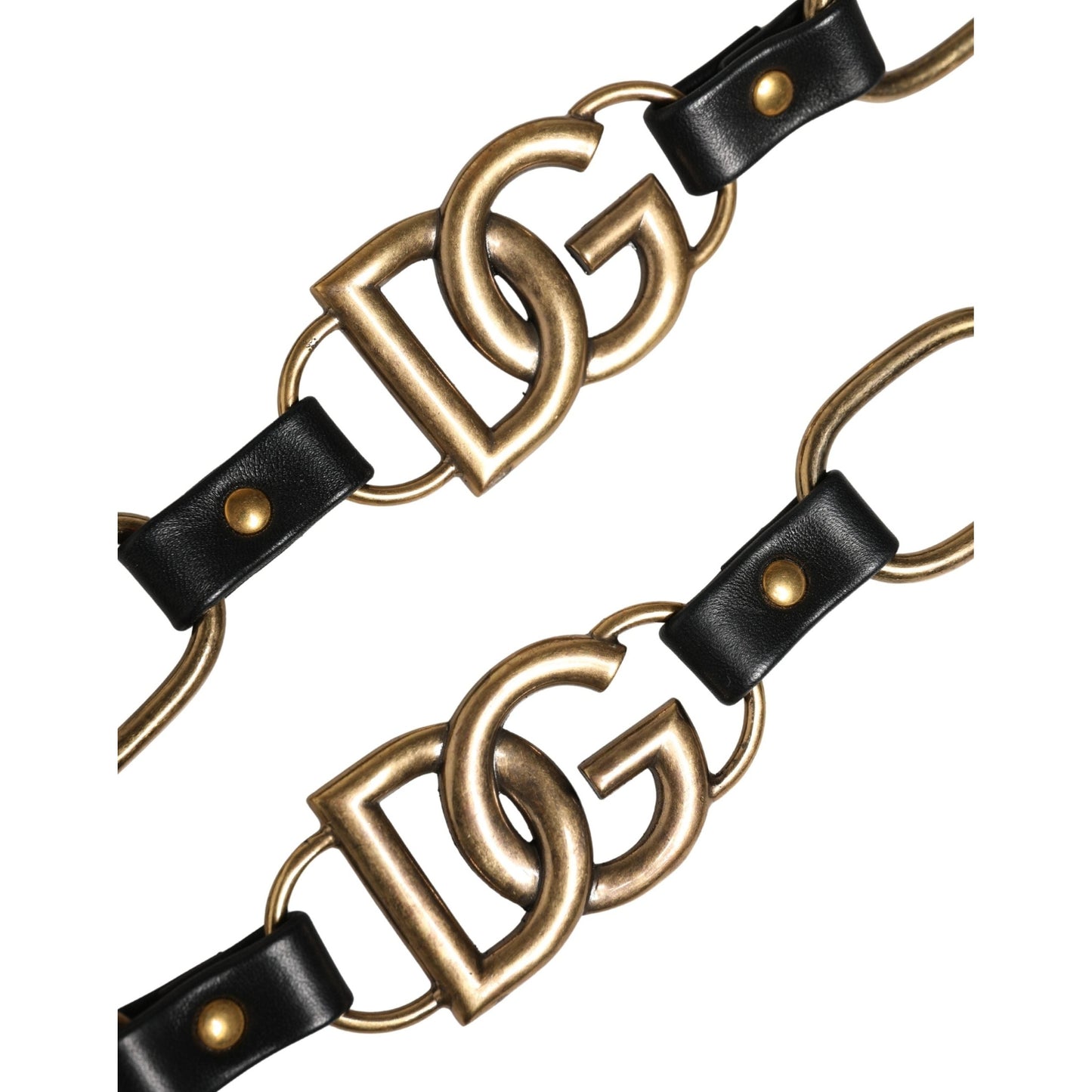 Dolce & Gabbana Black Leather Gold Chain Bag Accessory Shoulder Strap Dolce & Gabbana