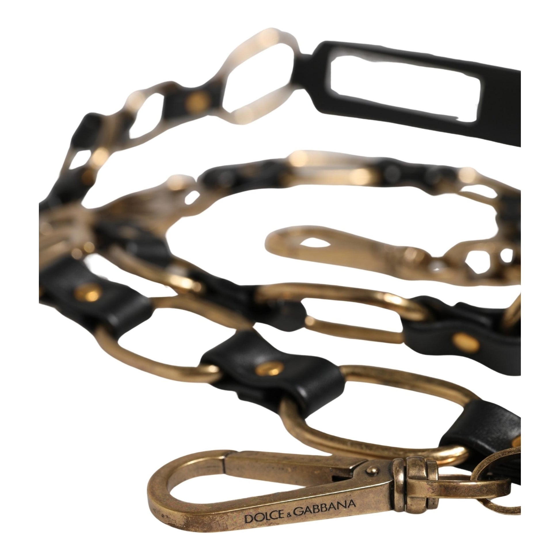Dolce & Gabbana Black Leather Gold Chain Bag Accessory Shoulder Strap Dolce & Gabbana