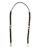 Dolce & Gabbana Black Leather Gold Chain Bag Accessory Shoulder Strap - Eljoys Fashion 
