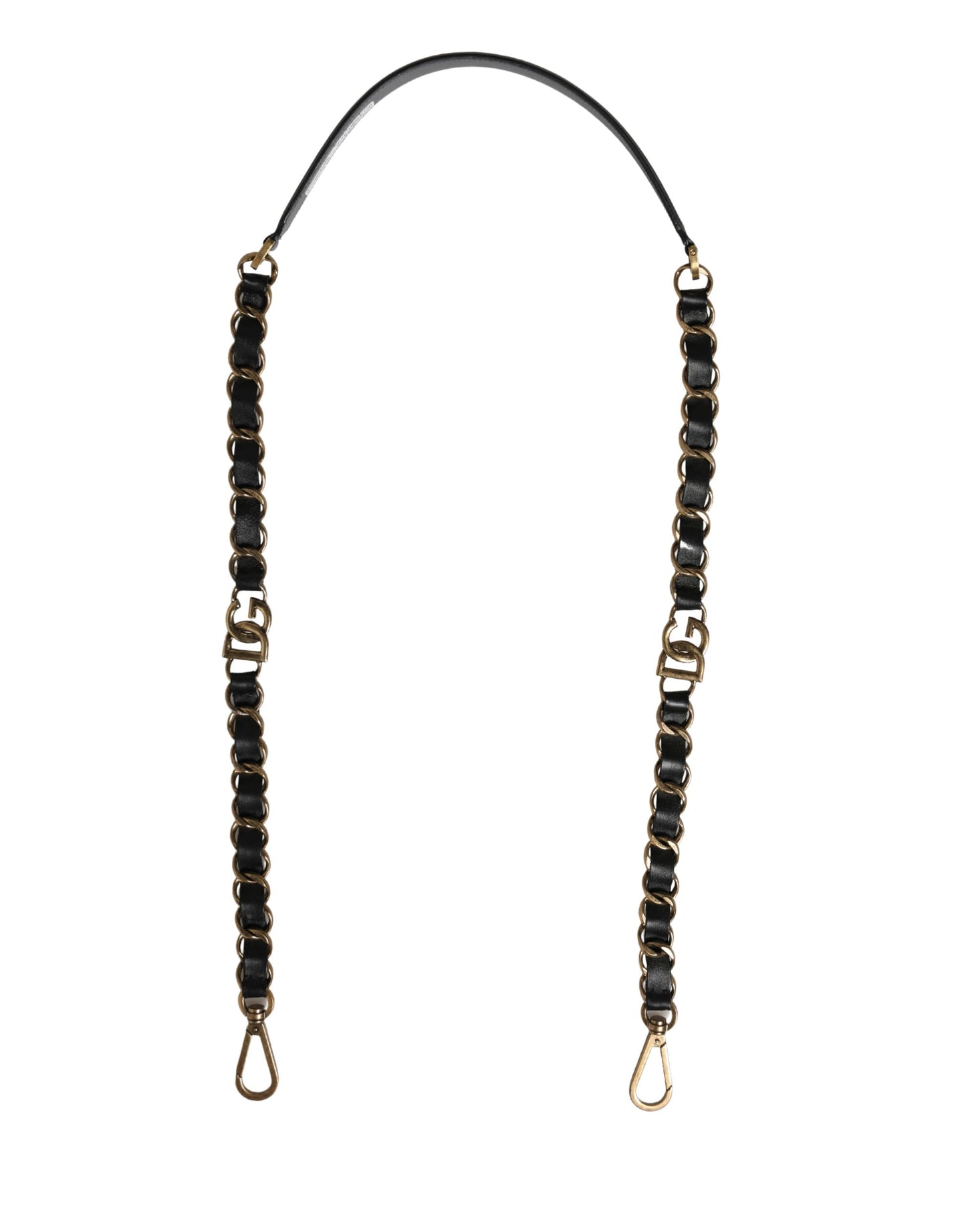Dolce & Gabbana Black Leather Gold Chain Bag Accessory Shoulder Strap Dolce & Gabbana