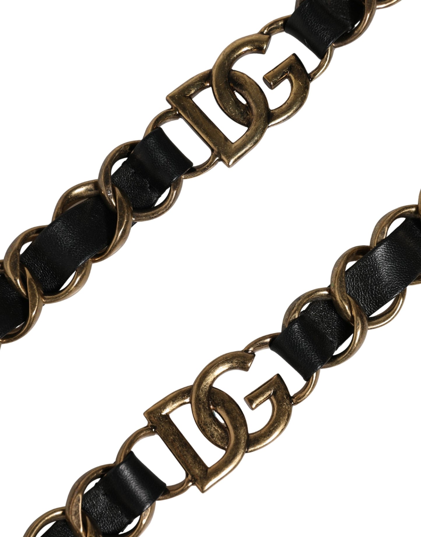 Dolce & Gabbana Black Leather Gold Chain Bag Accessory Shoulder Strap Dolce & Gabbana