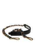 Dolce & Gabbana Black Leather Gold Chain Bag Accessory Shoulder Strap - Eljoys Fashion 