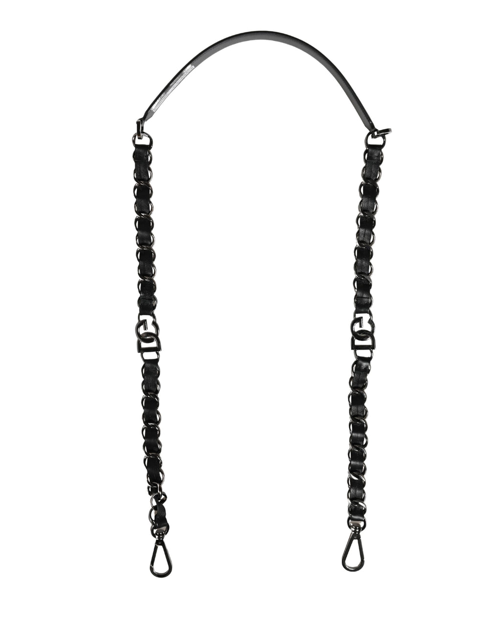Dolce & Gabbana Black Leather Silver Chain Bag Accessory Shoulder Strap - Eljoys Fashion 