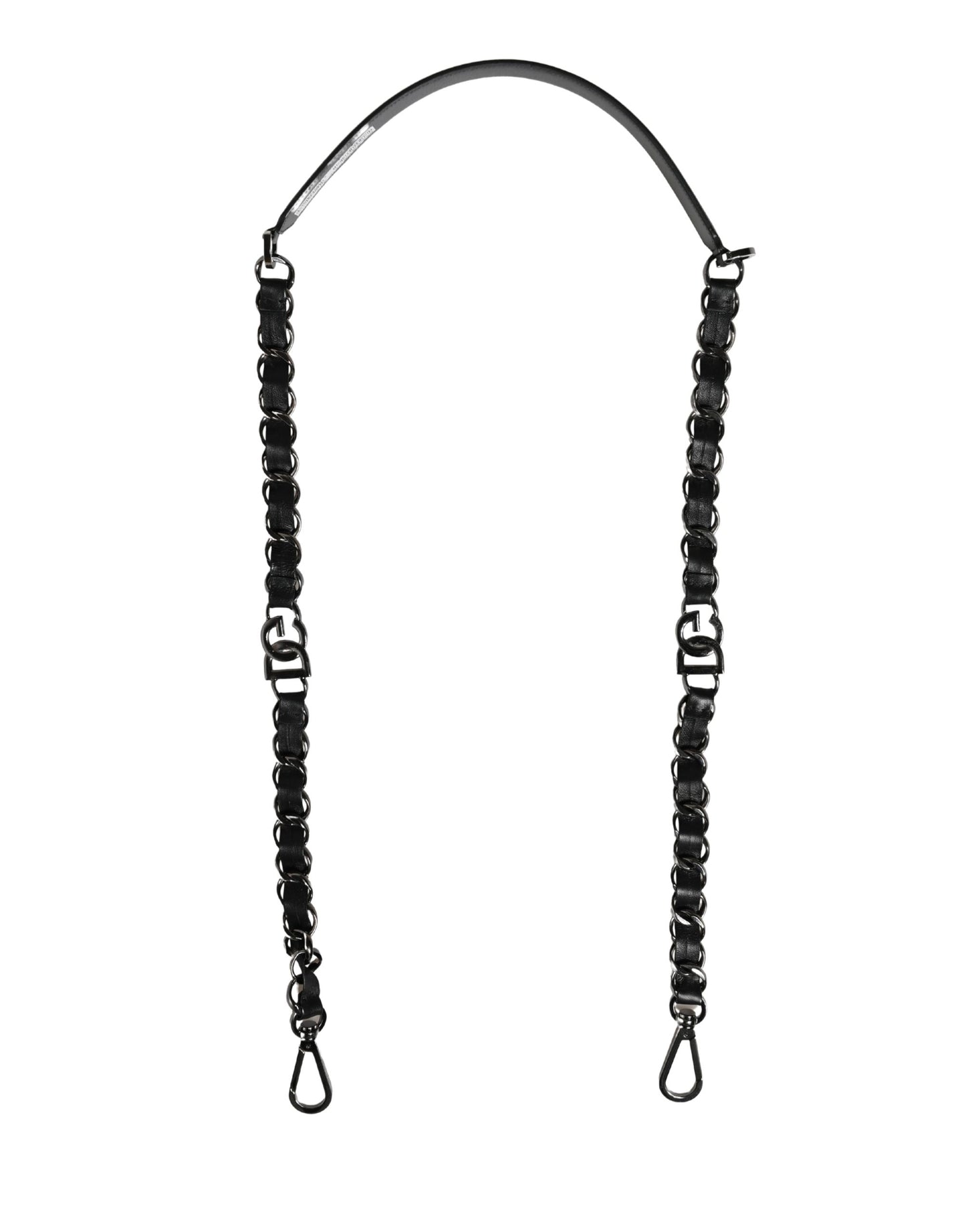 Dolce & Gabbana Black Leather Silver Chain Bag Accessory Shoulder Strap Dolce & Gabbana
