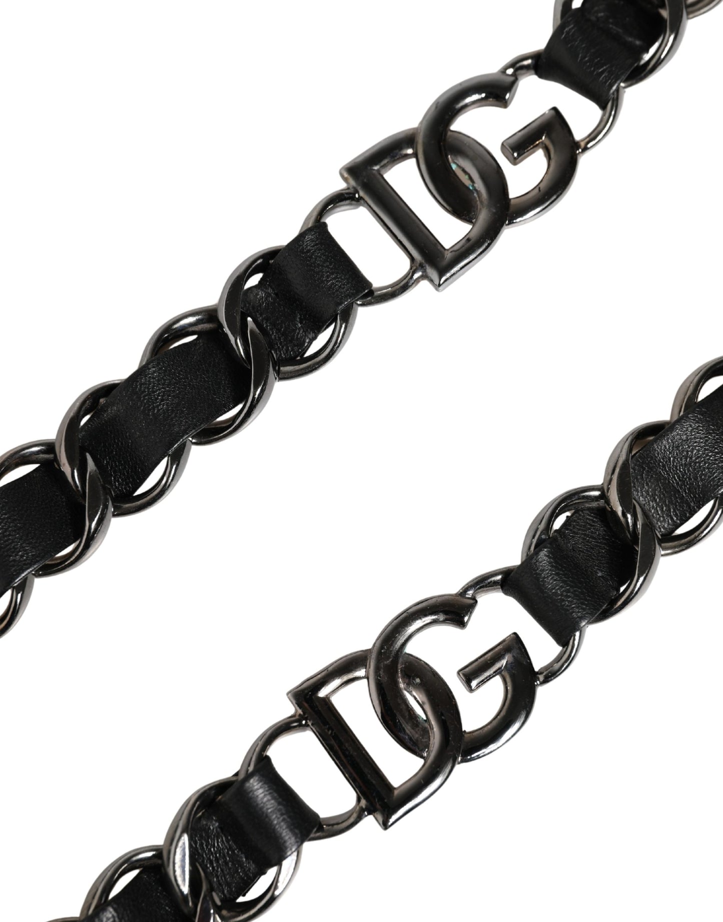 Dolce & Gabbana Black Leather Silver Chain Bag Accessory Shoulder Strap Dolce & Gabbana