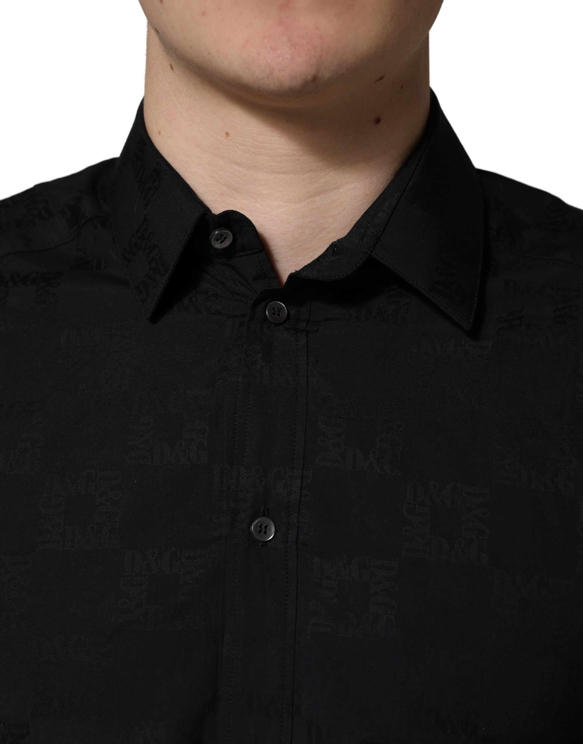Dolce & Gabbana Black MARTINI Cotton Slim Dress Formal Shirt Dolce & Gabbana