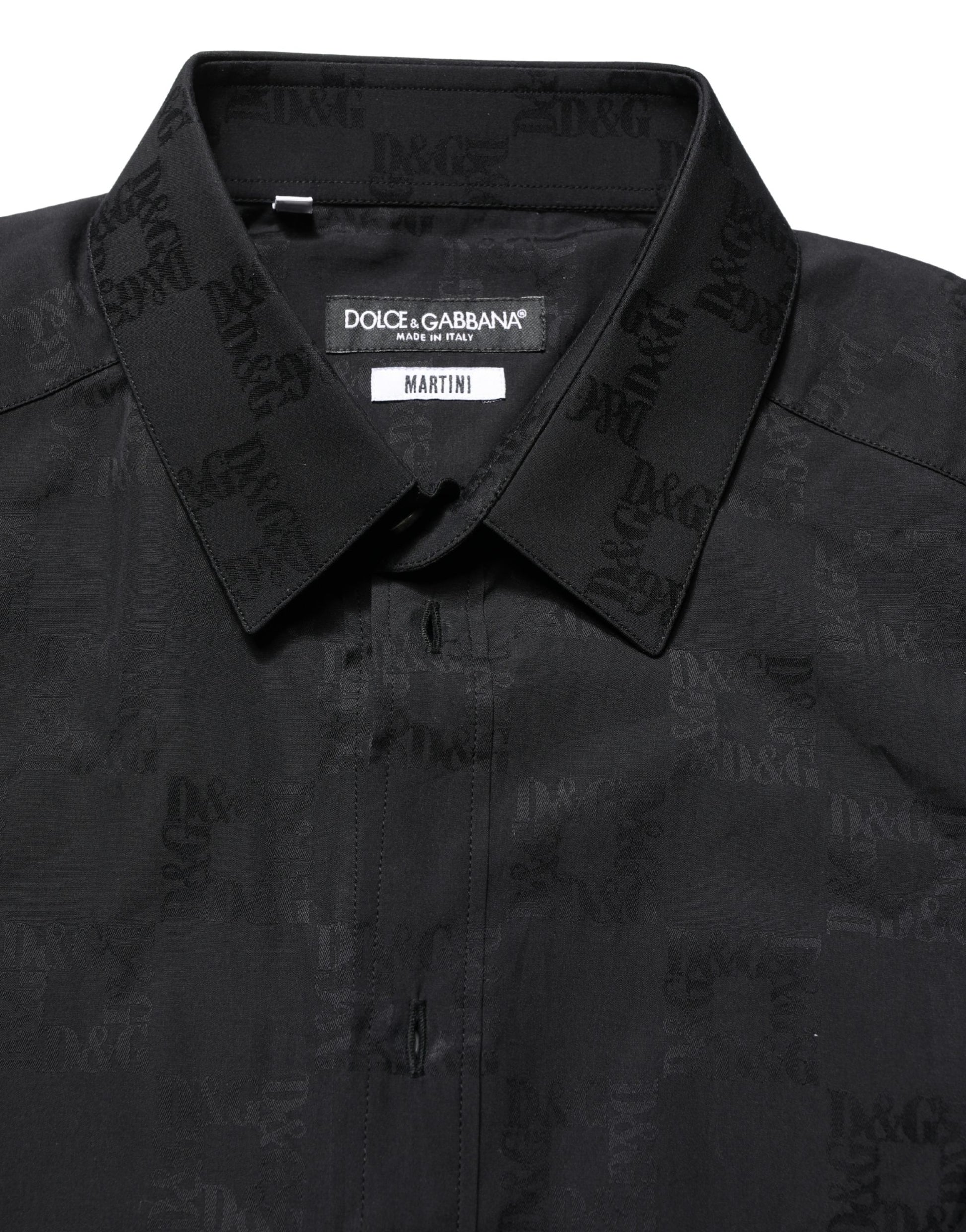 Dolce & Gabbana Black MARTINI Cotton Slim Dress Formal Shirt Dolce & Gabbana