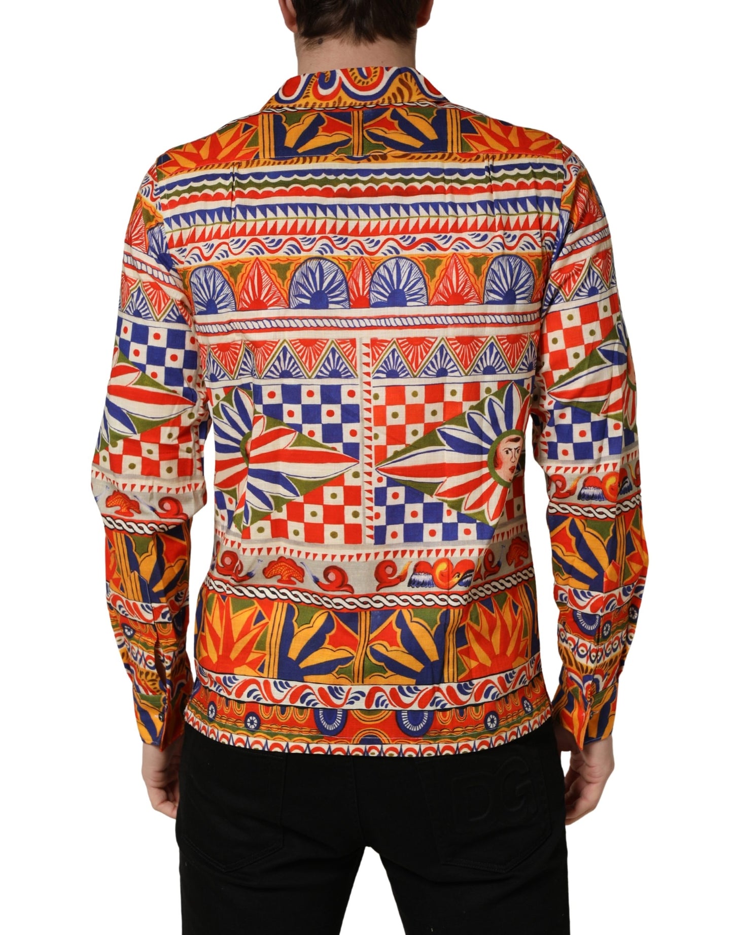 Dolce & Gabbana Multicolor Sicilian Carretto Twill Cotton Men Shirt Dolce & Gabbana