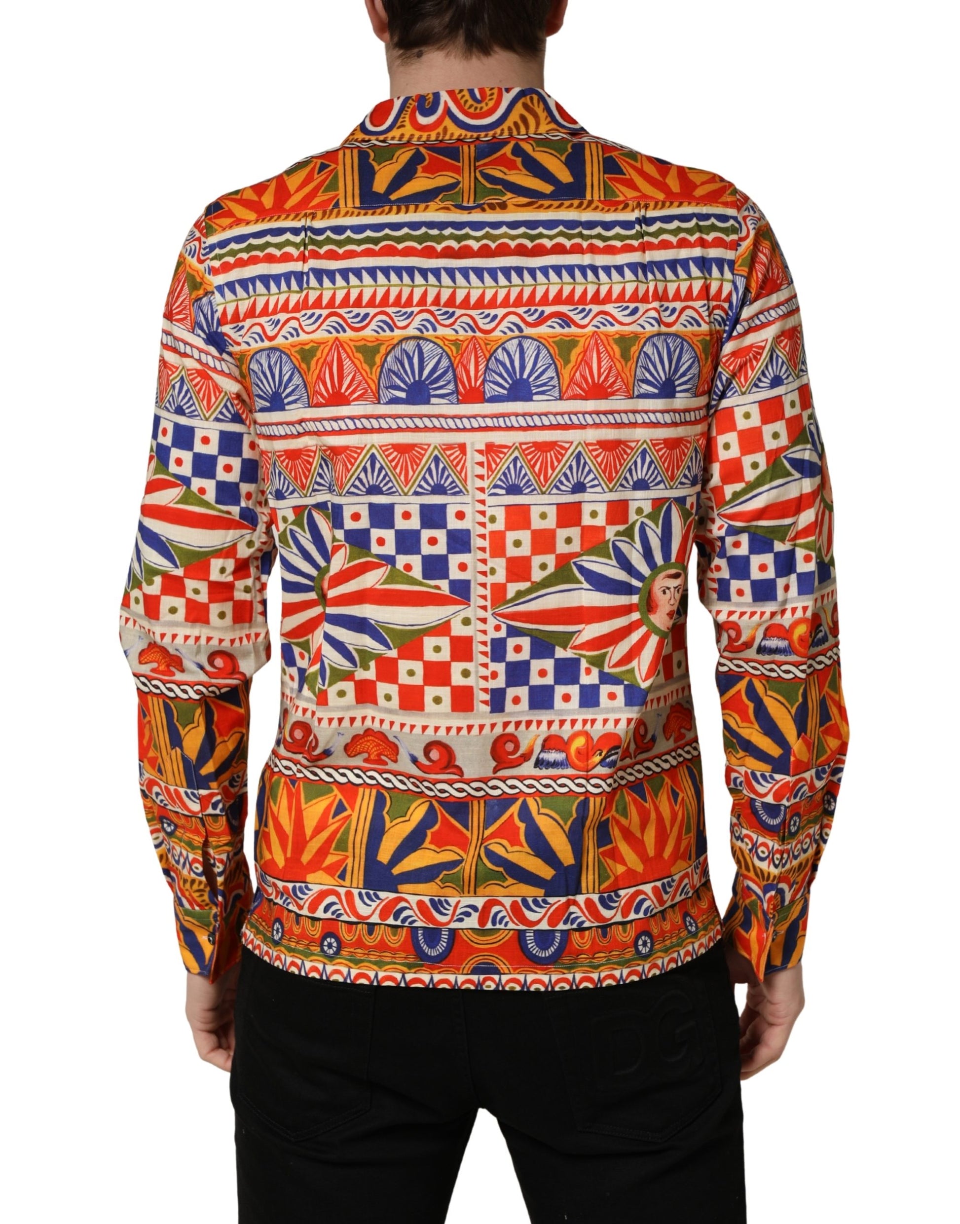 Dolce & Gabbana Multicolor Sicilian Carretto Twill Cotton Men Shirt Dolce & Gabbana