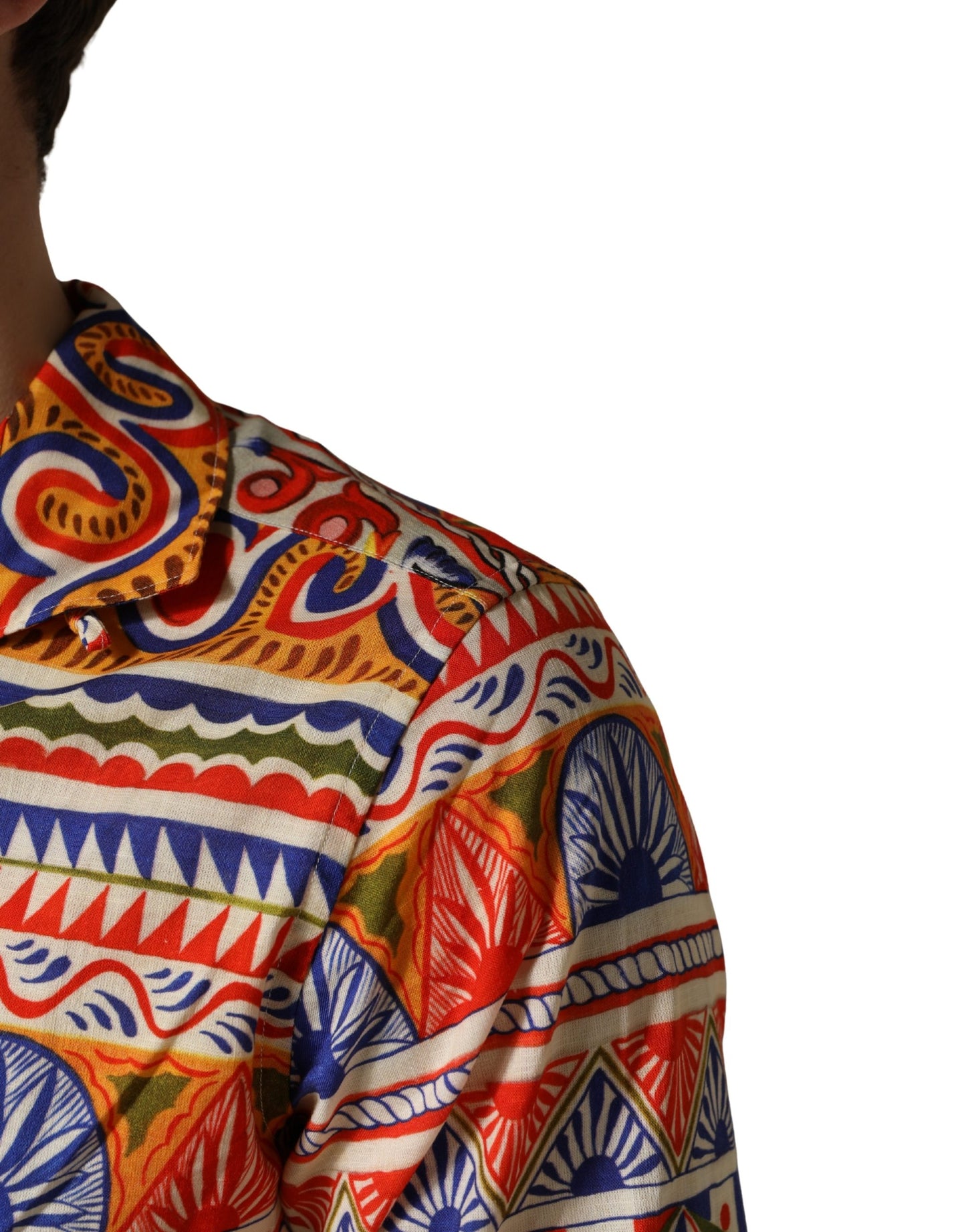 Dolce & Gabbana Multicolor Sicilian Carretto Twill Cotton Men Shirt Dolce & Gabbana