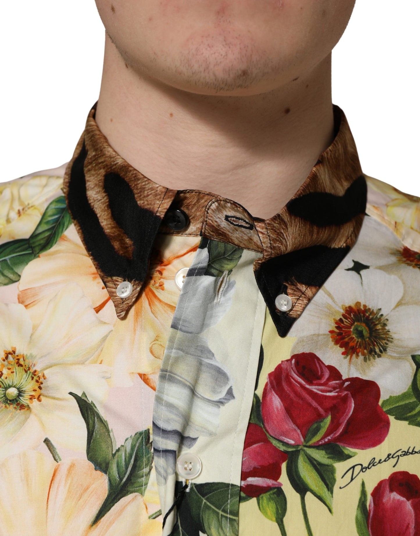 Dolce & Gabbana Multicolor Floral Animal Print Collared Shirt Dolce & Gabbana