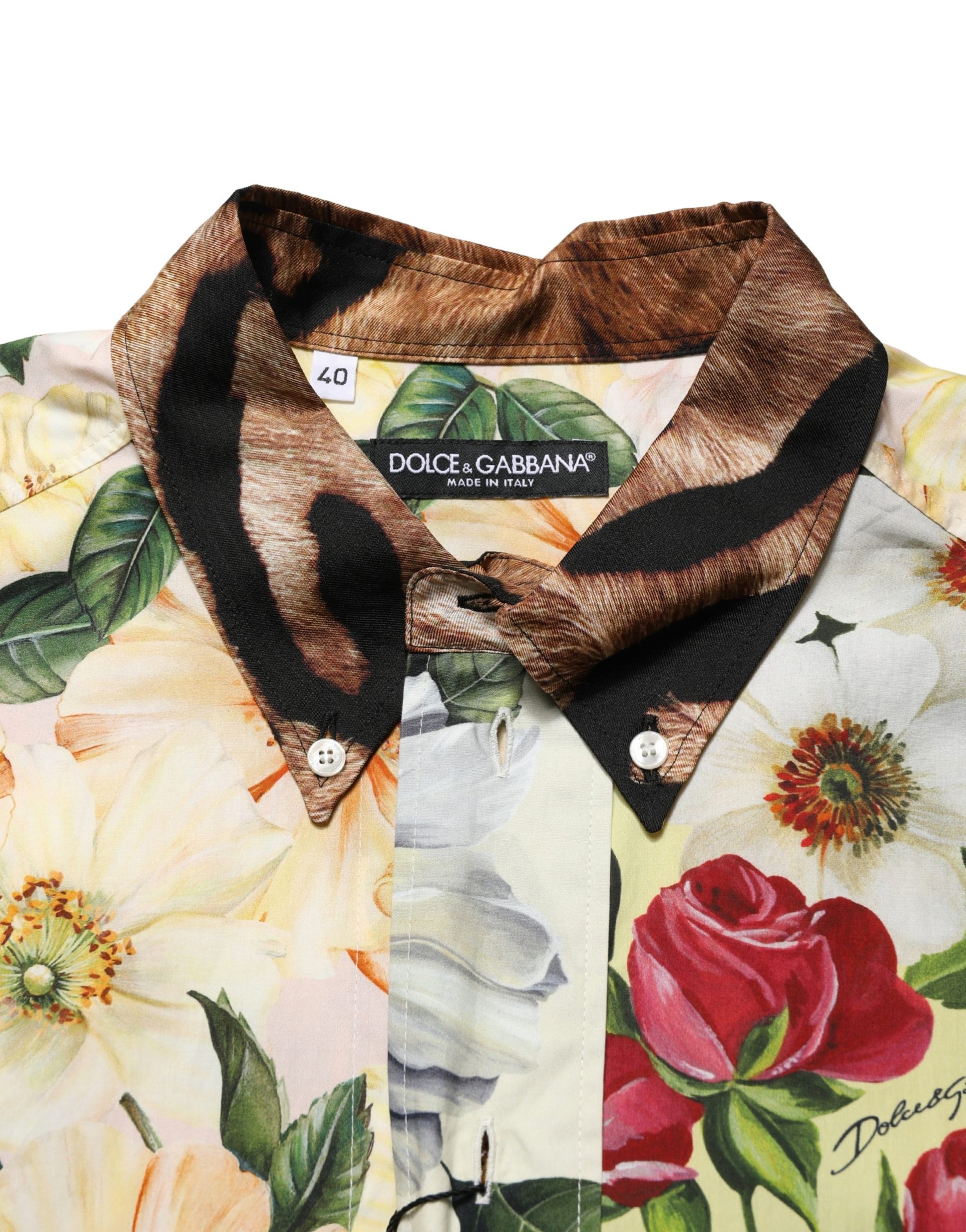Dolce & Gabbana Multicolor Floral Animal Print Collared Shirt Dolce & Gabbana
