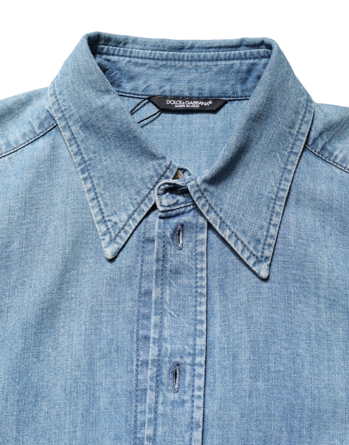 Dolce & Gabbana Blue Cotton Stretch Casual Denim Slim Shirt Dolce & Gabbana